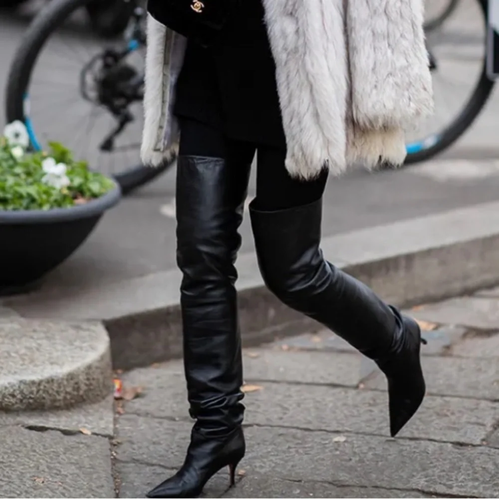 Marc Fisher Black Leather OTK Boots